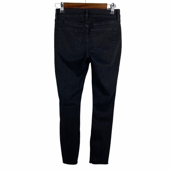 Old Navy Rockstar Distressed Raw Hem Skinny Jeans Women's 2 Black Mid Rise - Picture 2 of 9